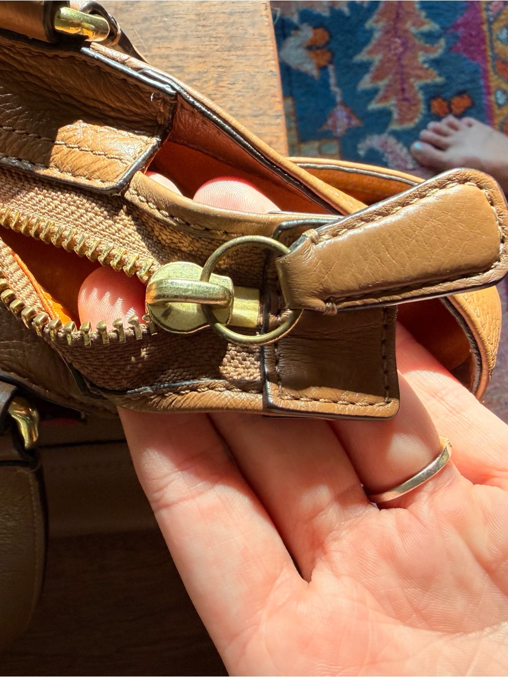 Coach Brown Pebbled Leather Shoulder Bag - Picture 7 of 12